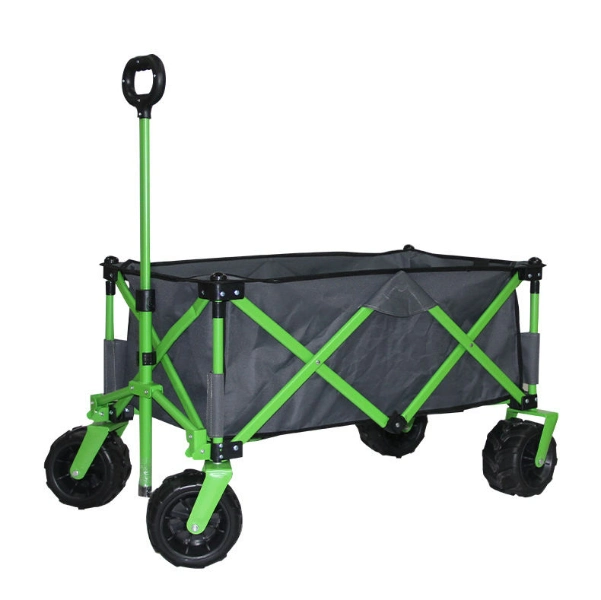 Collapsible Folding Wagon Folding Cart with Adjustable Push Pull Handles for Groceries