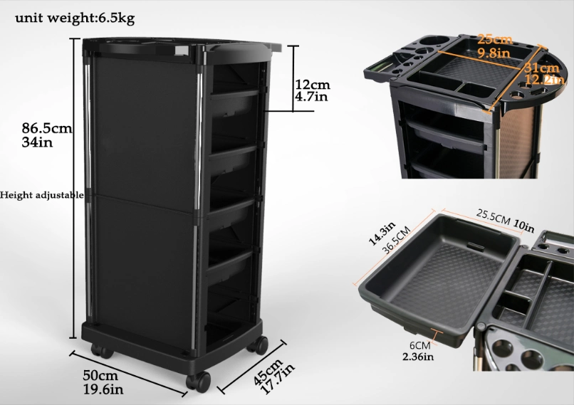 Salon Trolley Cart for Salon Station Salon Station Space Saving Salon Trolley Beauty Salon Hair Rolling Trolley Cart with 4 Drawers