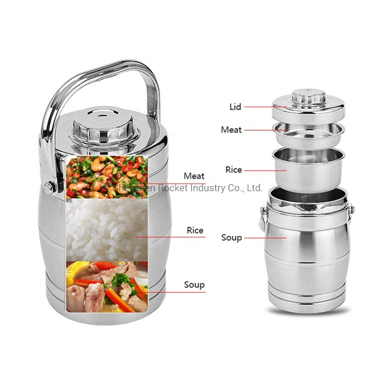 Portable 3 Layers Stainless Steel Thermal Lunch Box Vacuum Lunch Box Food Carrier