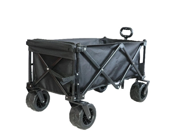 Collapsible Folding Wagon Folding Cart with Adjustable Push Pull Handles for Groceries