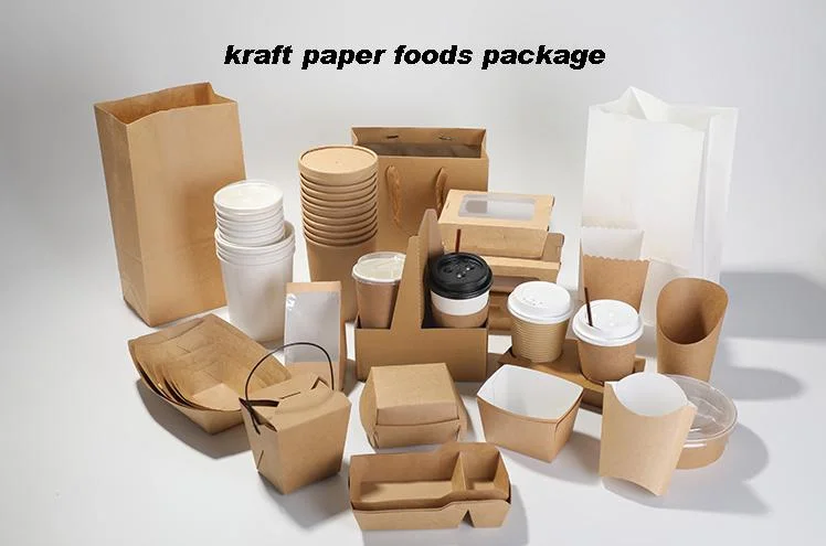 Takeaway Fast Food Packaging Containers Salad Box Restaurant Recycled Disposable Brown Kraft Paper Lunch Boxes with Lid