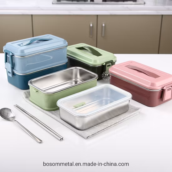 Contenitore termico per alimenti Bento Lunch Box impilabile in acciaio inossidabile
